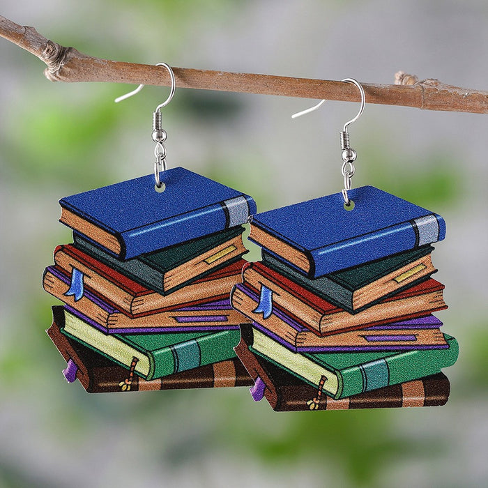 Wholesale Acrylic Heart Book Earrings Trendy Fashion Accessory Graduation Gift