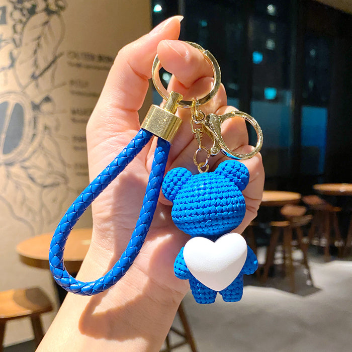 Wholesale Cartoon yarn, heart-shaped weaving pendant, car keychain accessories, keychain