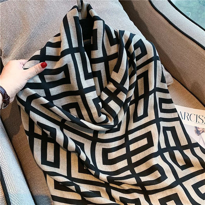 Wholesale Scarves Shawls High-end and Cold Resistant Scarves for Women Fashionable Prints Elegant and Warm Temperament Shawls JDC-SF-MC006