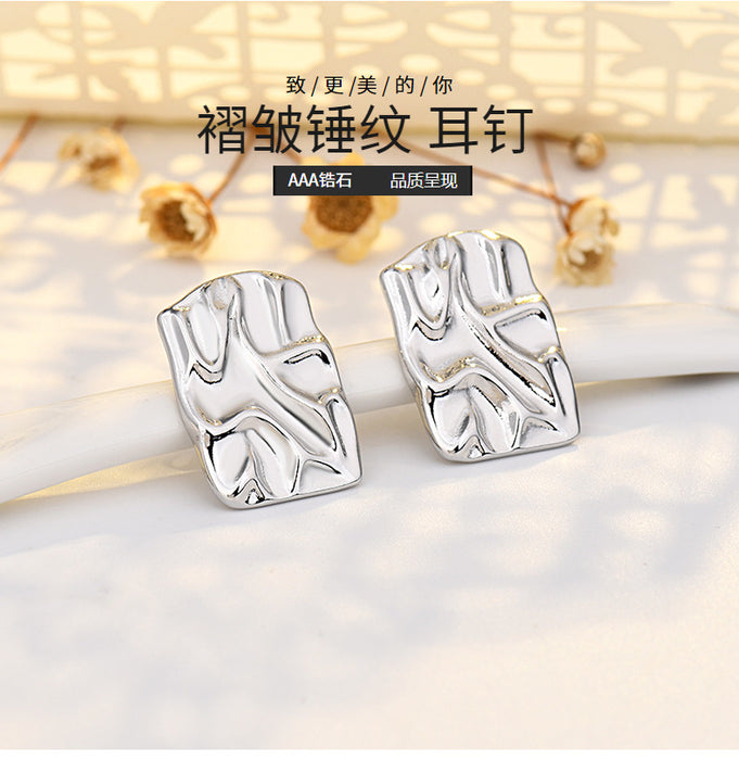 Wholesale Copper Pleated Hammer Design Earrings JDC-ES-QLX076