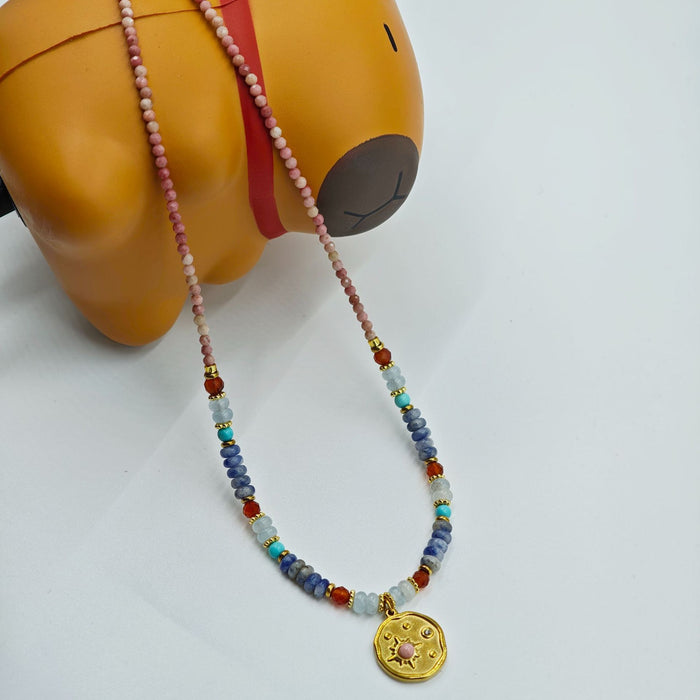 Wholesale Natural stone bead necklace, light luxury, high-end pearl sweater, chain lock, bone chain