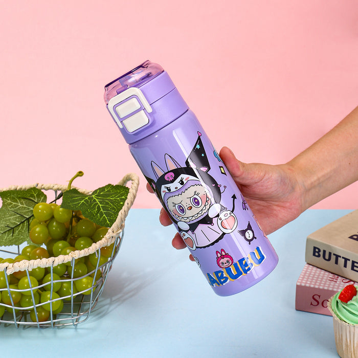 Wholesale Cartoon Double Drinking Cup Stainless Steel Thermos Cup Children' s Water Cup Bounce Lid Straw Cup