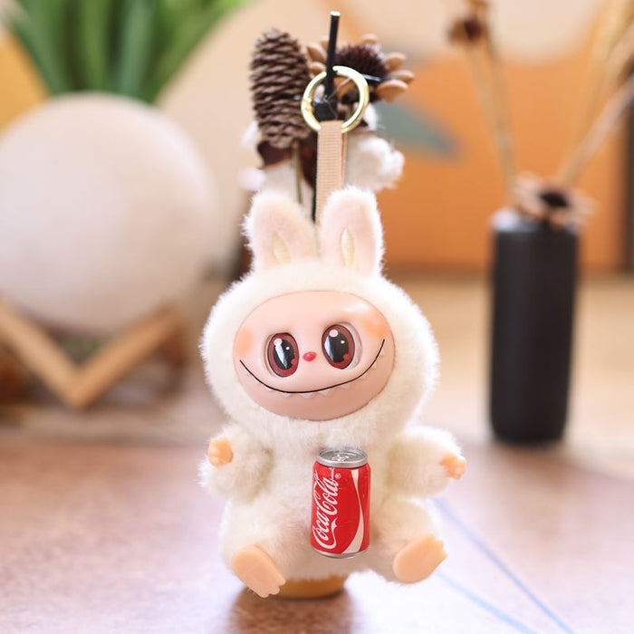 Wholesale Cute and cute second generation Coke vinyl rabbit pendant plush toy doll little rabbit bag pendant keychain