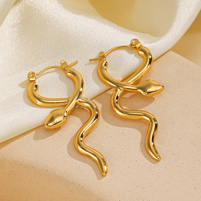 Wholesale women' s stainless steel snake Statemente Earrings Rings suit jewelry