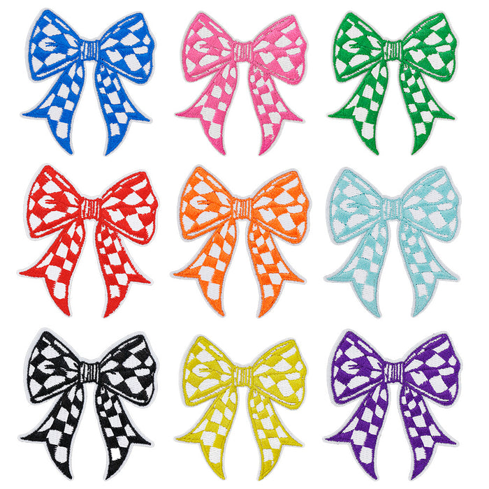 Wholesale Plaid Bow Embroidery Sticker DIY Patches