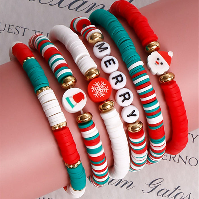 Wholesale Jewelry Christmas Bracelet Polymer Clay Stacking Bracelet Set