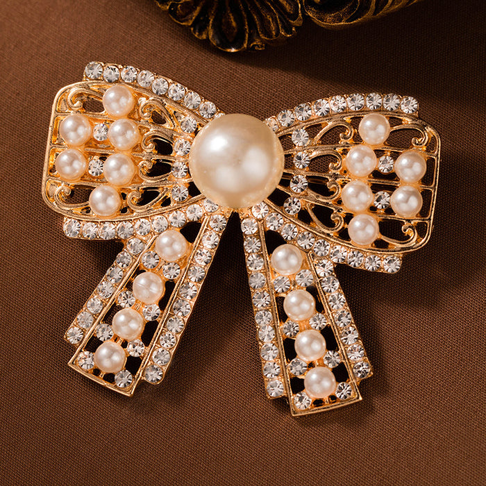 Wholesale Butterfly Diamond Pearl Brooch Collar Elegant Corsage  Heavy Industry Pin