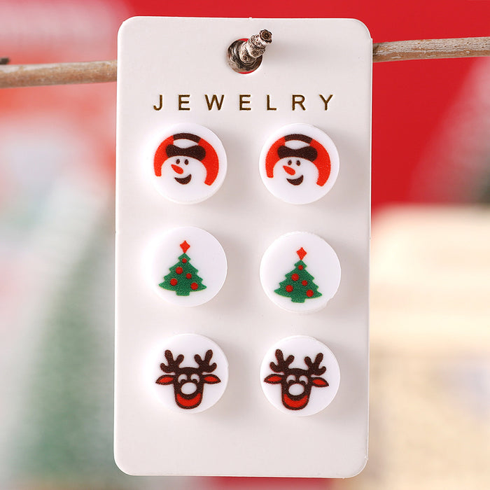 Wholesale Christmas Snowman Reindeer Acrylic Earring Set Fashion Accessory Gift
