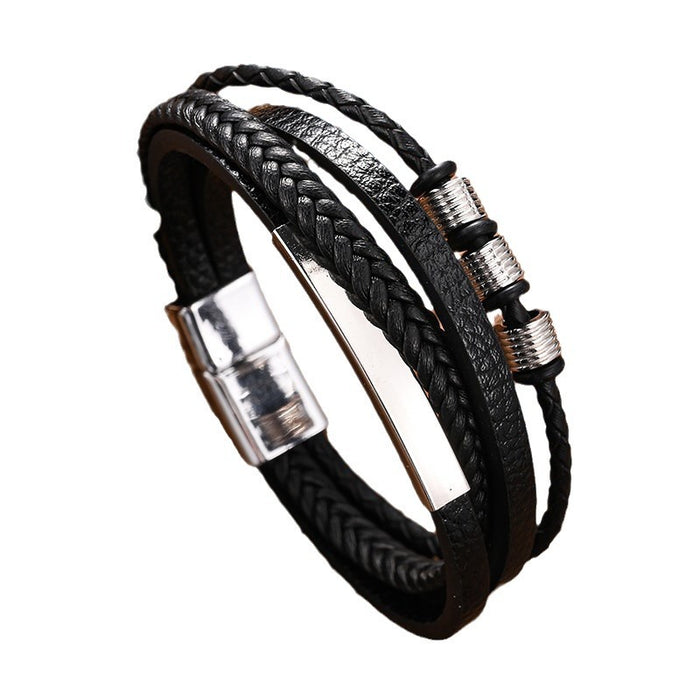 Wholesale Volcanic Stone Multi-layer Leather Men's Bracelet JDC-BT-FengH004