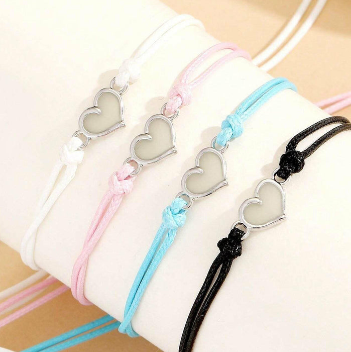 Wholesale Glowing heart-shaped luminous lucky knot braided bracelet for couples