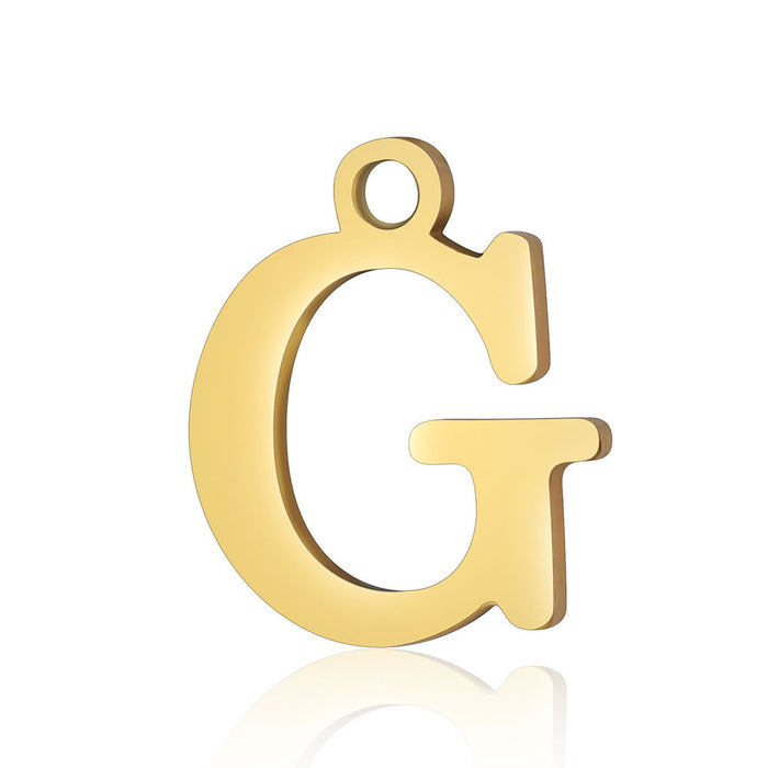 Wholesale 5 Pcs Titanium Steel Letter 26 Gold Capital English Letter Pendants JDC-PT-QZ001