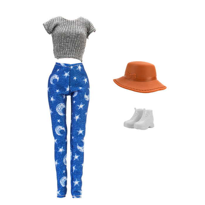 Wholesale 11 inch doll fashion travel variety of striped shirt jeans