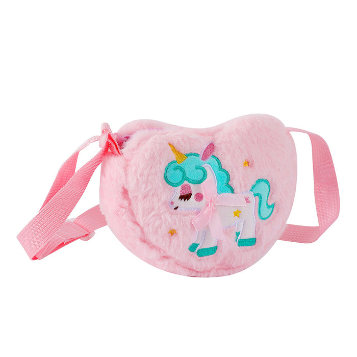 Wholesale Love Unicorn Crossbody Bag Children' s Cute Stuffed Bag Little Girl Cartoon Shoulder Bag