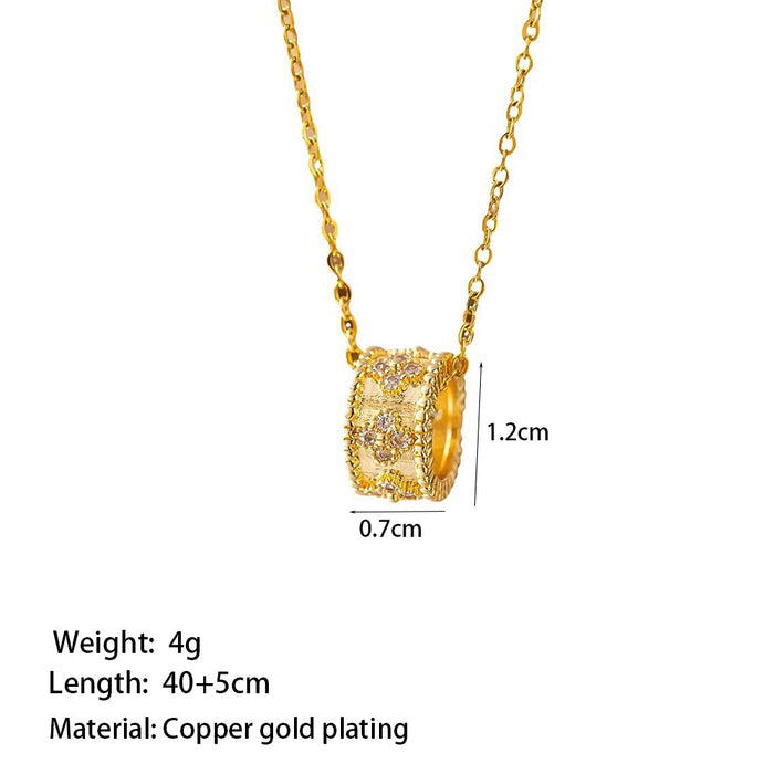 Wholesale Full Zirconium Copper Necklace Women's Real Gold Electroplated Clavicle Chain