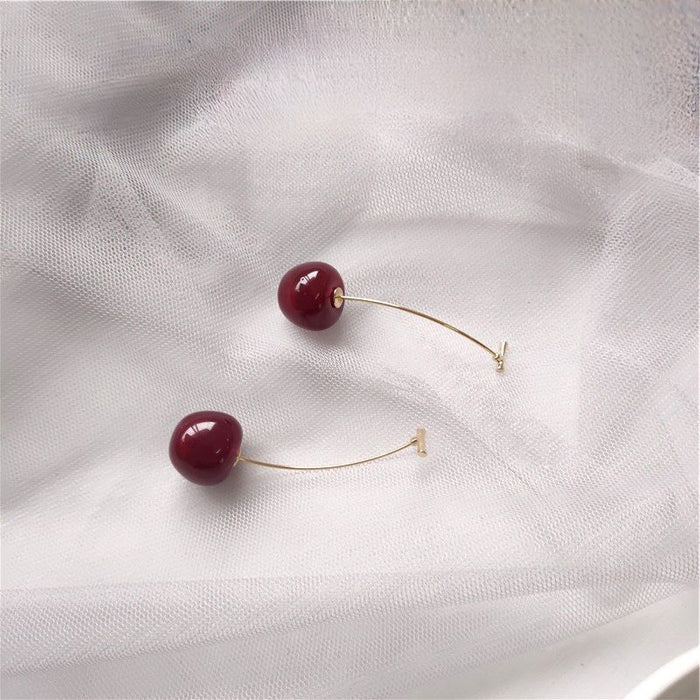 Wholesale Plastic Resin Cherry Drop Earrings Sweet Style Fashion Earrings