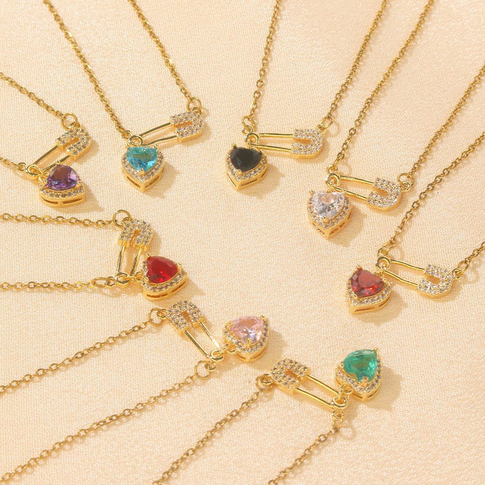 Wholesale Trendy Love Pin Necklace Titanium Steel Real Gold Plating Fashion Accessory