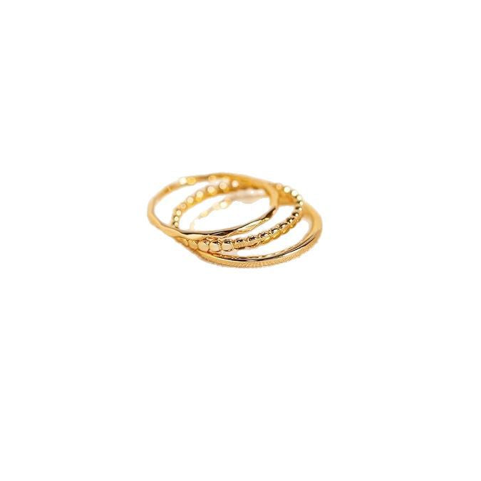 Wholesale New plain ring set with a high-end feel, simple and slim ring, genuine gold electroplated index finger ring