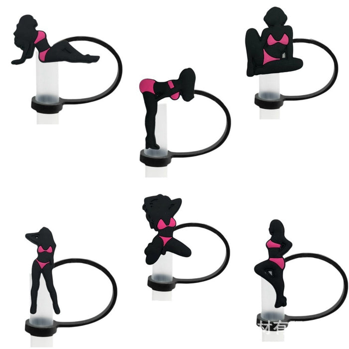 Wholesale Straw cap, food grade silicone straw cap, 8/10mm dust cap, cartoon straw plug