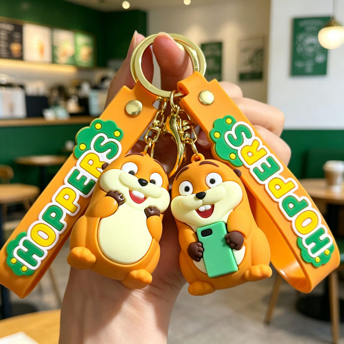 Wholesale Cartoon Beaver Transformation Keychain Silicone PVC Bag Charm Gift