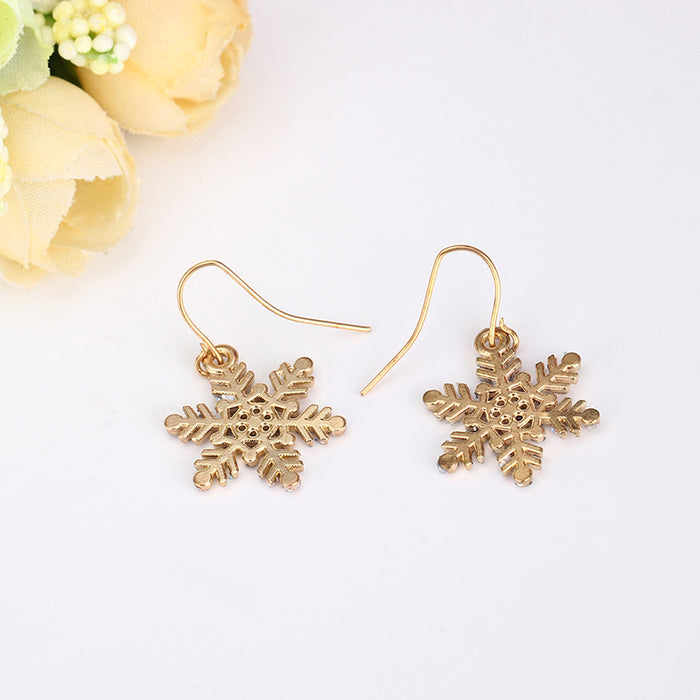 Wholesale Christmas Earrings Jewelry Alloy Pendant Hollow Snowflake Earrings