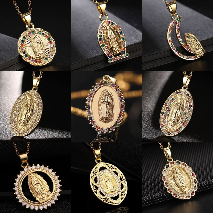 Wholesale Copper Micro-Inlaid Colored Zircon Pendant Necklace JDC-NE-ShangY033