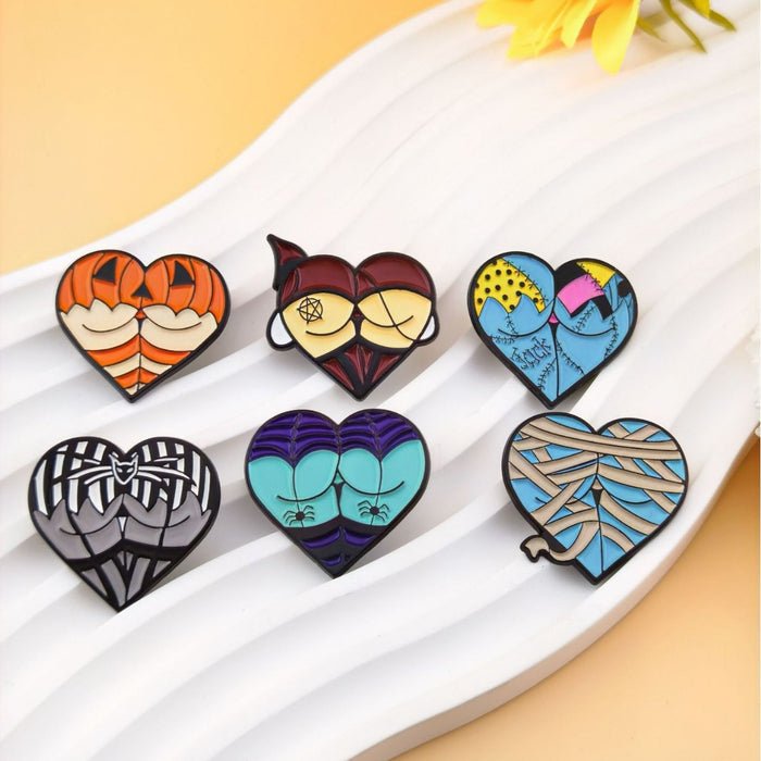 Wholesale Cartoon  heart-shaped pumpkin head bandage  bat fun clothing brooch