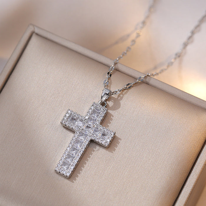Wholesale Necklace jewelry zircon cross zircon simple niche design pendant