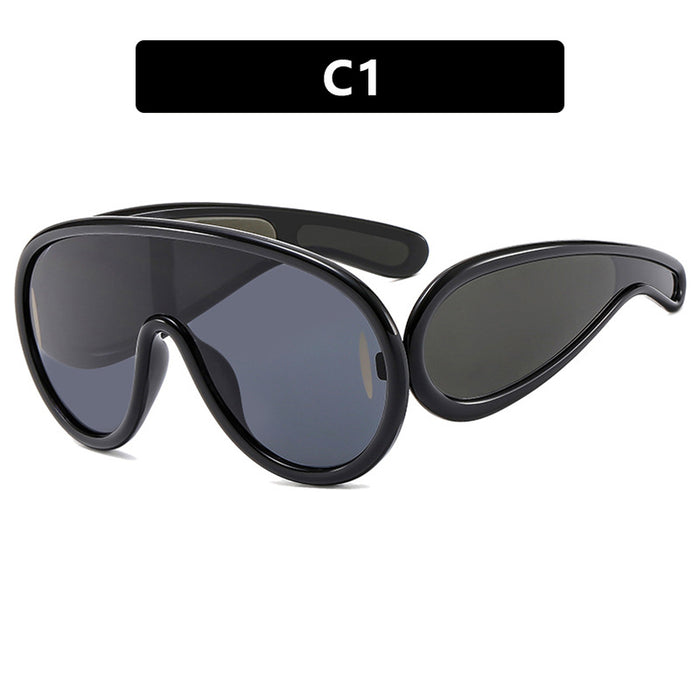 Wholesale Personalized large frame one-piece sunglasses, fashionable and trendy sunglasses