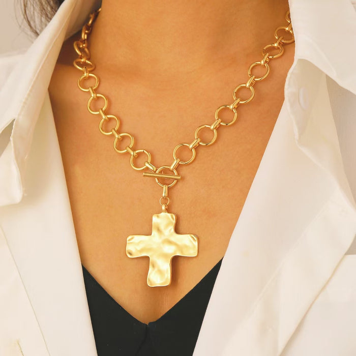 Wholesale Jewelry Cross Alloy Pendant Necklace Cool Style Simple Fashion Clavicle Chain