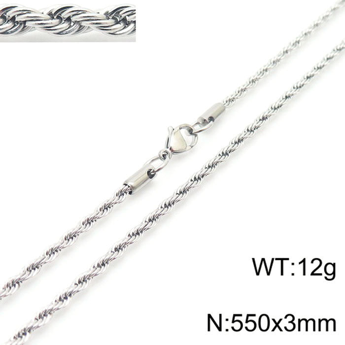 Wholesale Trendy Twist Chain Necklace Titanium Steel Jewelry