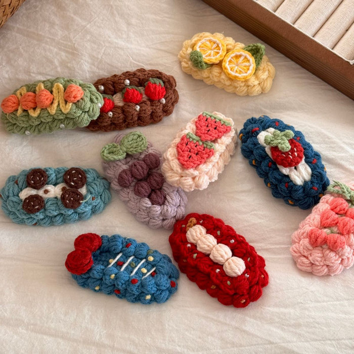 Wholesale Handmade Crochet Yarn Hair Clips Cartoon Fruit