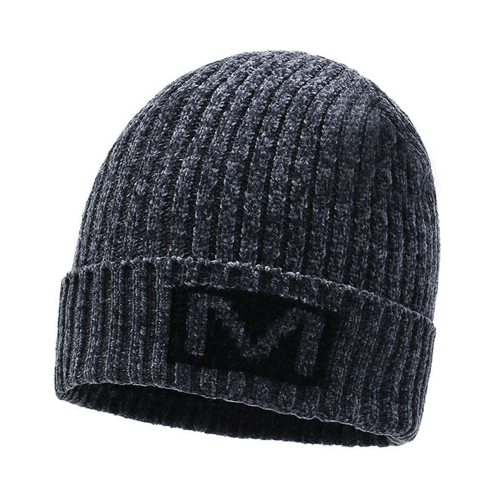 Wholesale Autumn and Winter Men's Hat Solid Color Chert Jacquard Plus Velvet Thickened Knitted Warm Wool Hat Pullover Hat Ski Hat JDC-FH-DG008