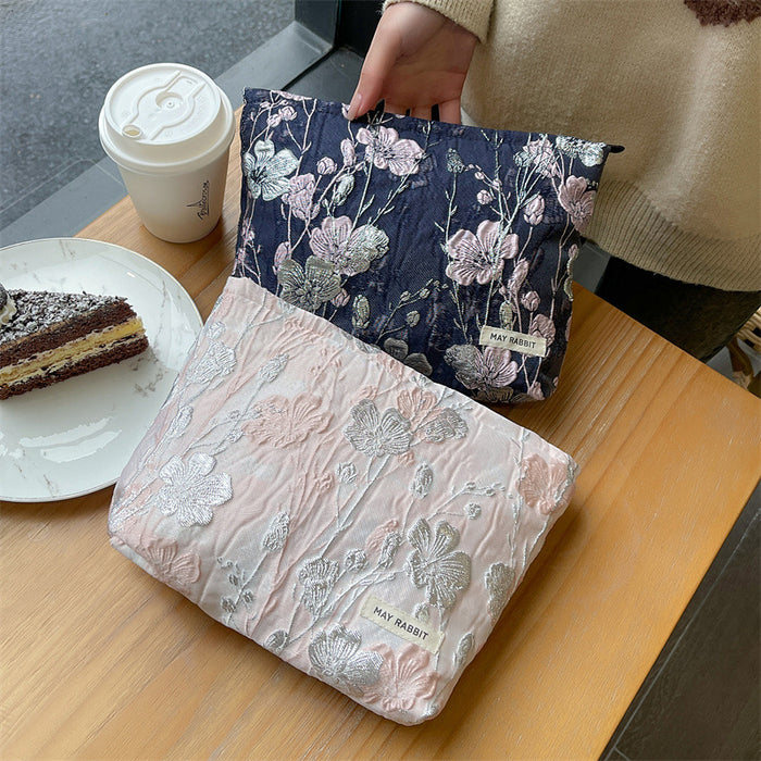 Wholesale Vintage relief makeup bag, large capacity canvas bag, inner liner bag