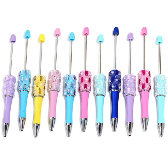Wholesale New creative full diamond bead pen high value DIY ballpoint pen sugar shiny heavy bead pen