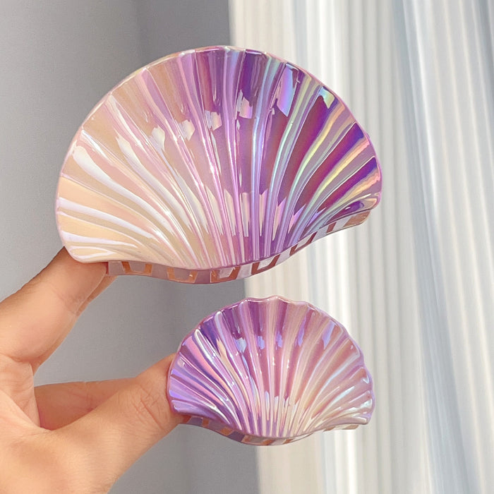 Wholesale Electroplated Plastic Hair Claw Clip with Gradient Shell Design Boutique