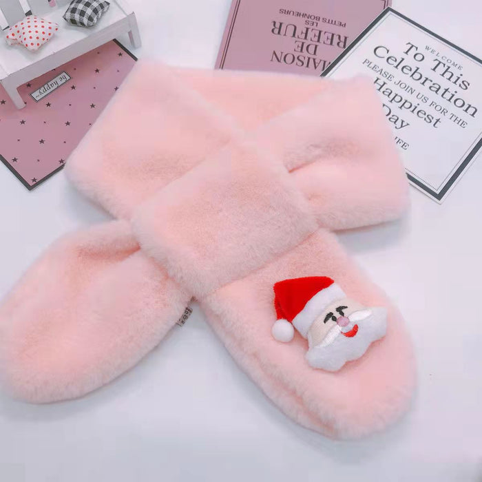 Wholesale Christmas Series Children's Autumn and Winter Cartoon Western-style Warm Scarf Imitation Rabbit Fur Thick Neck Cover JDC-SF-GJ005