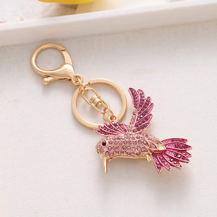 Wholesale jewelry fashion creative Diamond flying hummingbird keychain gift
