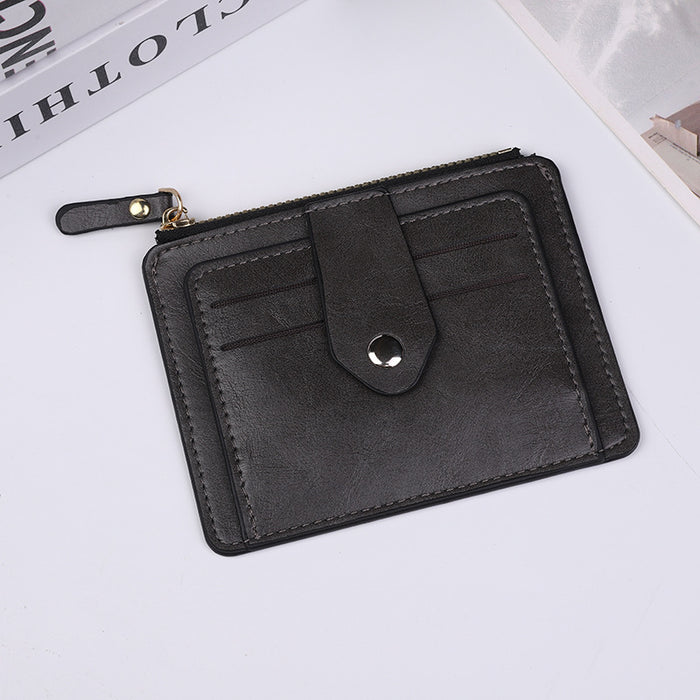 Wholesale Chic Solid Color Card Holder Wallet PU Leather Black Daily Matching Resale MOQ≥2