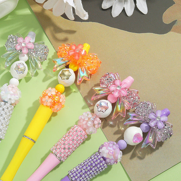 Wholesale 10pcs Beaded Pens Colorful Handmade Beaded Twisting Flower Butterfly Ballpoint Pen JDC-PN-FC004