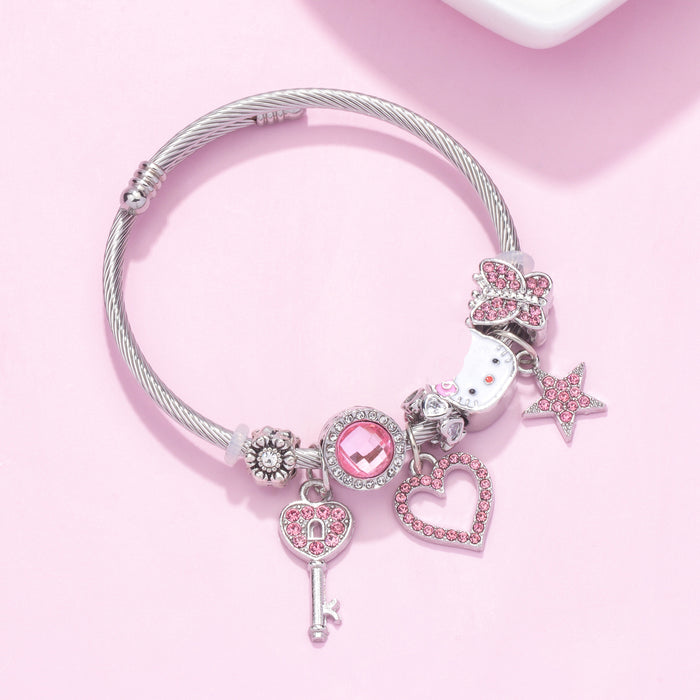 Wholesale Cartoon 3D Cat Beaded Bracelet