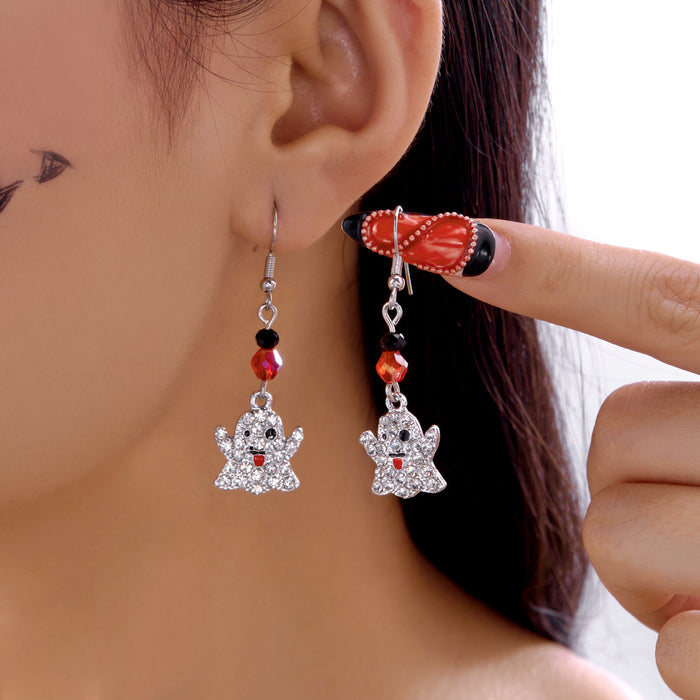 Wholesale  earrings creative pumpkin bat skull rhinestone acrylic earrings exquisite diamond ghost earrings