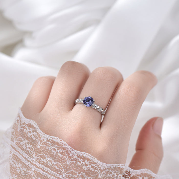 Wholesale Full body pure silver antique gold winding set with diamonds 6.3mm round DIY hollow holder Huazi diamond ring