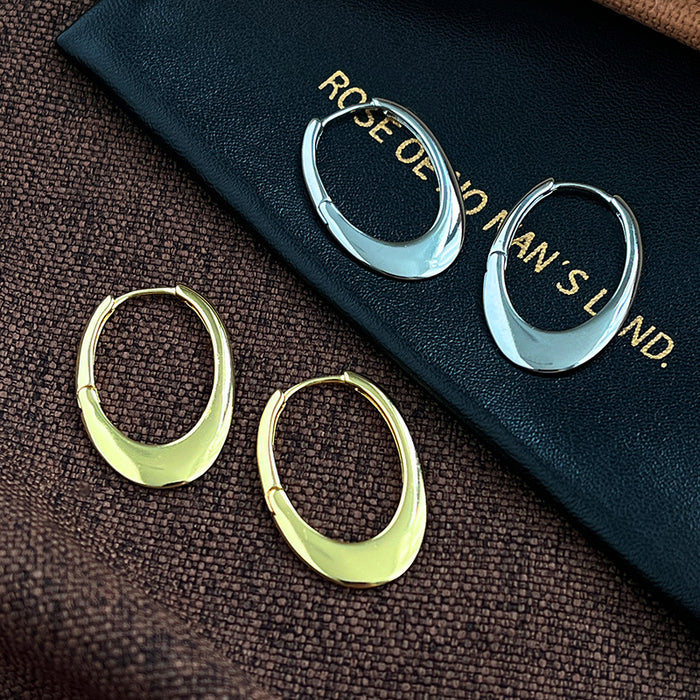 Wholesale Simple, fashionable, light luxury, high-end, geometric oval ear buckle, plain ring, exquisite and versatile commuting style