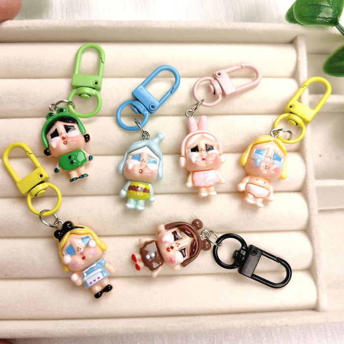 Wholesale Cute Crying Baby Girl Healing Keychain Mobile Phone Pendant Girl Soft Cute Ins Backpack Jewelry Best Friend Couple Gift