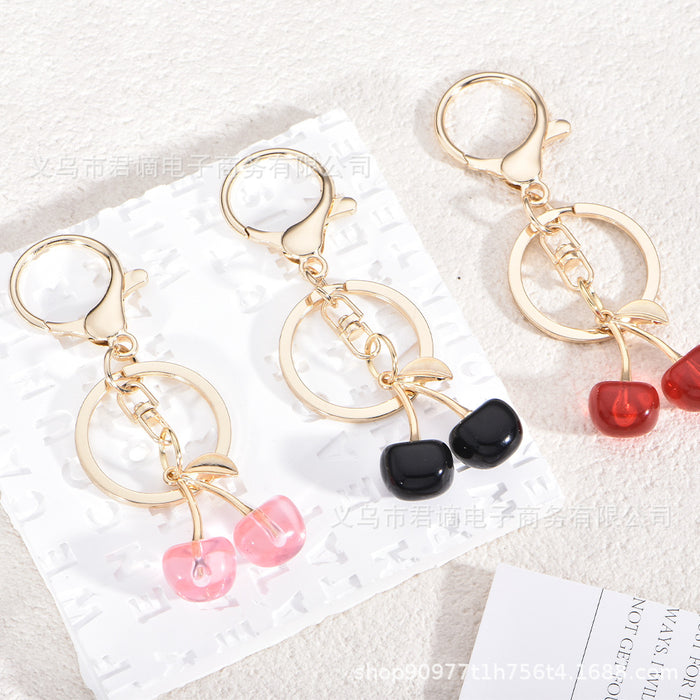 Wholesale cherry key chain simulation fruit key ring girl bag pendant decoration