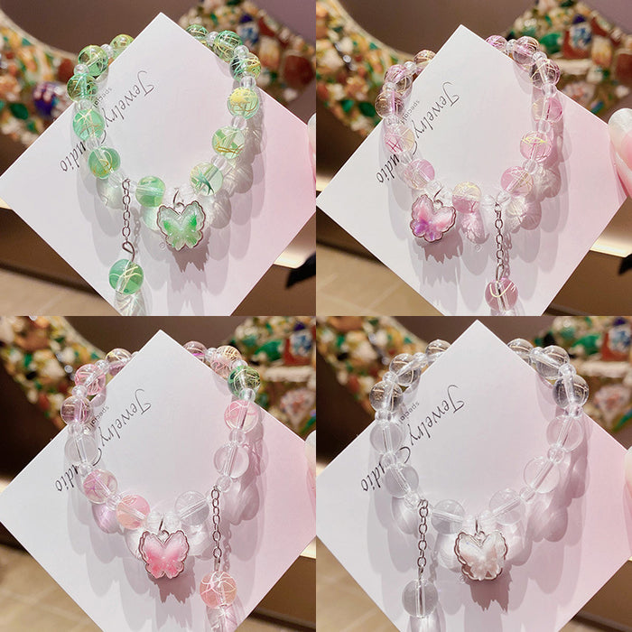 Wholesale Glass Butterfly Bracelet Trendy Handmade Fashion Accessory MOQ≥3