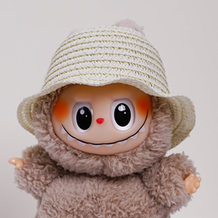 Wholesale  mini hollow top woven straw hat dome wave pull cloth leaking ear hat dress-up baby clothes accessories