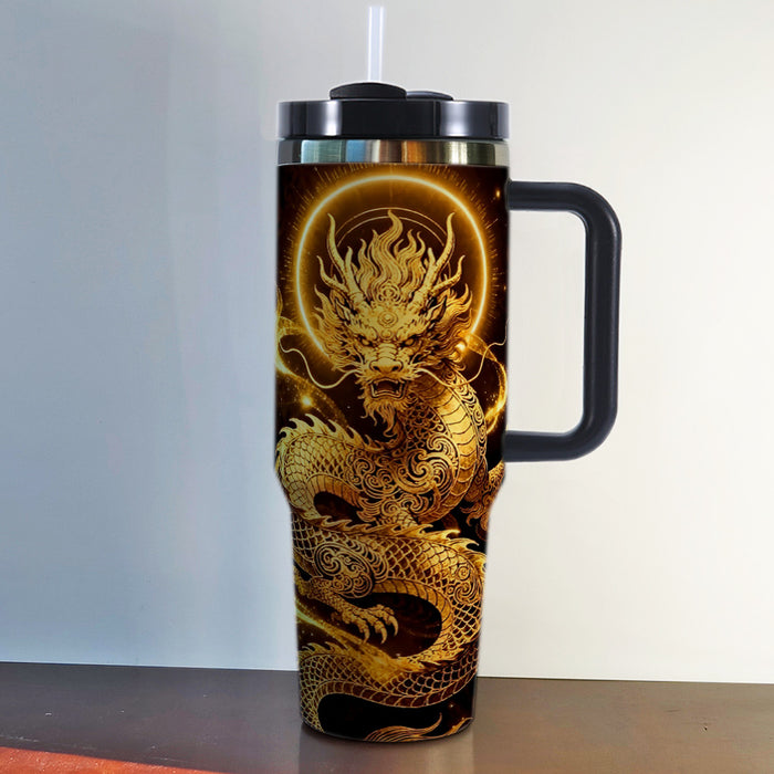 Wholesale 3D Neon Dragon Pattern Handle of Thermos Cup - Dark Magical Dragon Design