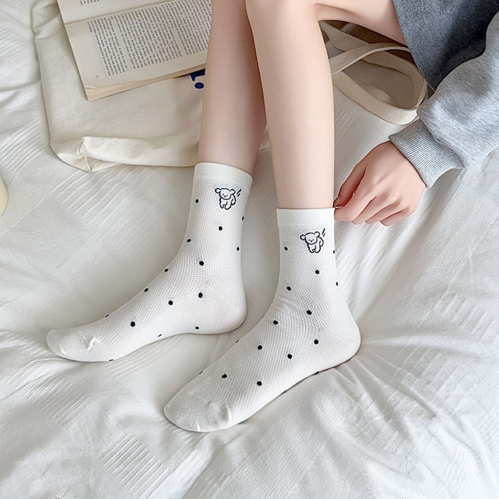 Wholesale Socks, mid tube women's socks, thin mesh, cute cartoon socks, cotton socks