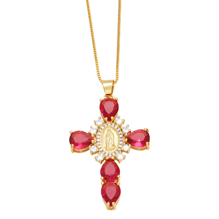 Wholesale Micro-paved Zirconia Pendant Cross Necklace JDC-NE-AS007